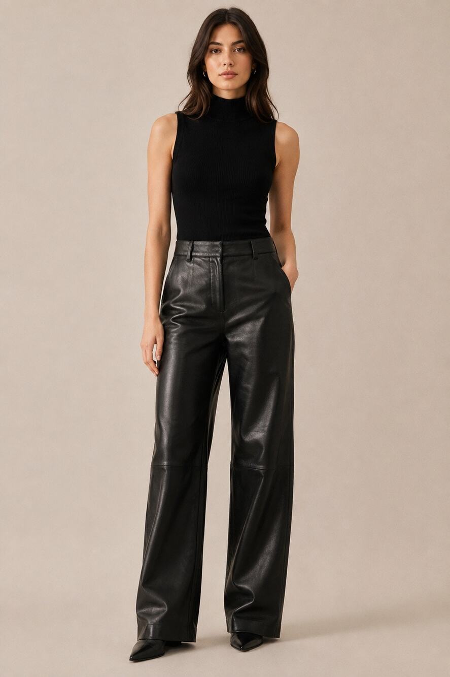 Vintage KORS Michael Kors Wide Leg Leather Pants – Size 6